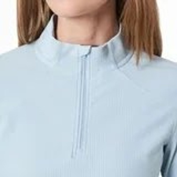 Mondetta LightBlue Long Sleeve QuarterZip Athletic Top with Thumbholes Women's L - Picture 3 of 9